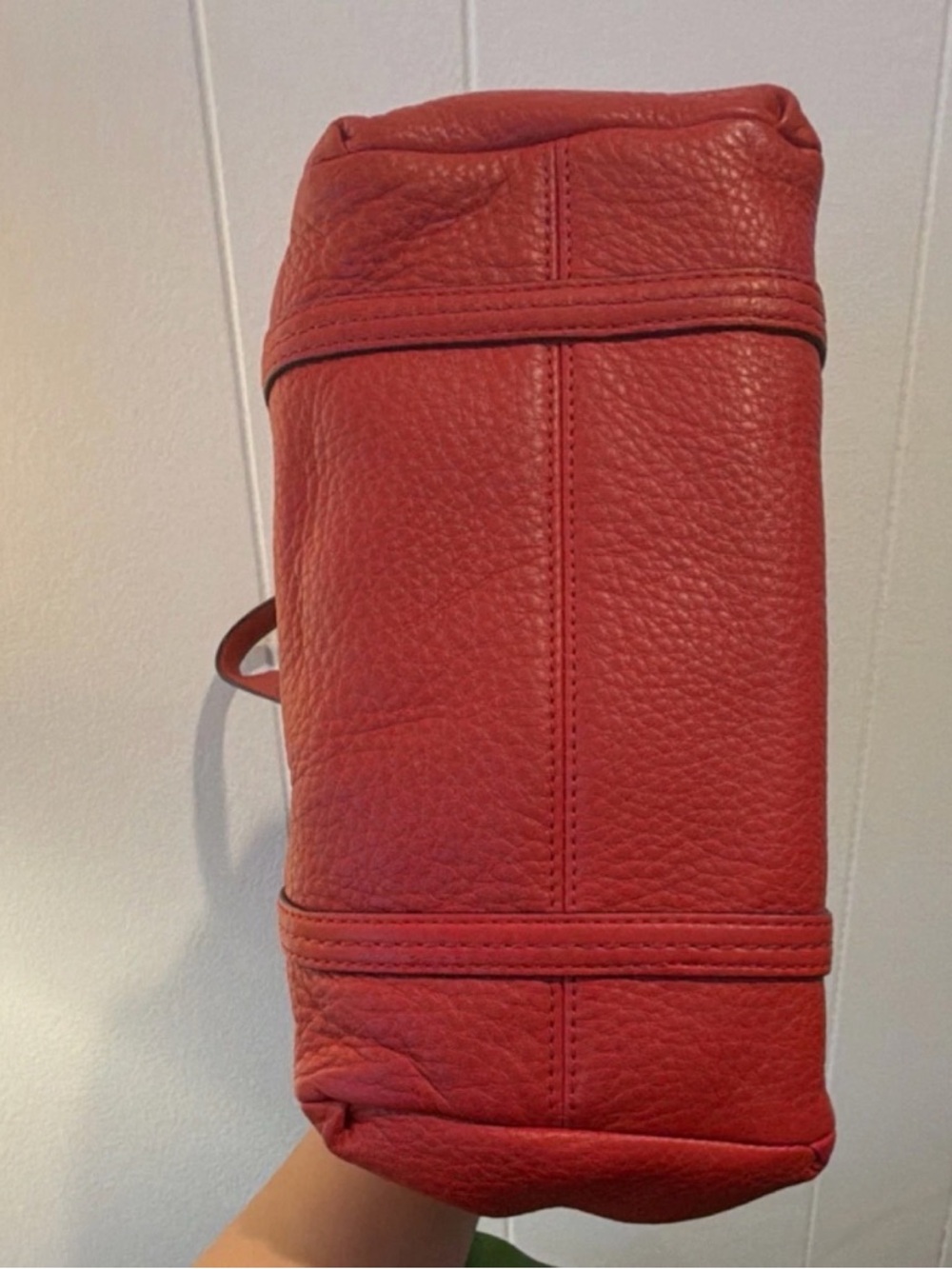 Coach - Red Leather Julia Satchel Handbag with Silver Hardware - Picture 3 of 4